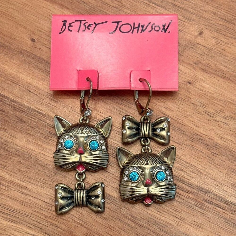 Betsey Johnson | Fancy Cat Dangle Earrings | 2.25” Length